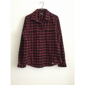 Carhartt Women's XL 16/18 Red Black Buffalo Plaid Flannel Shirt Button Front